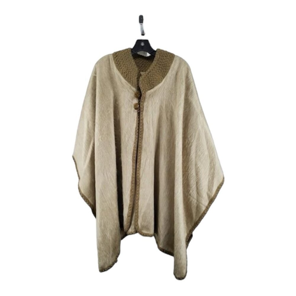 Uno Alla Volta Alpaca Taupe Sweater Poncho Cape One Size Fits All​​​